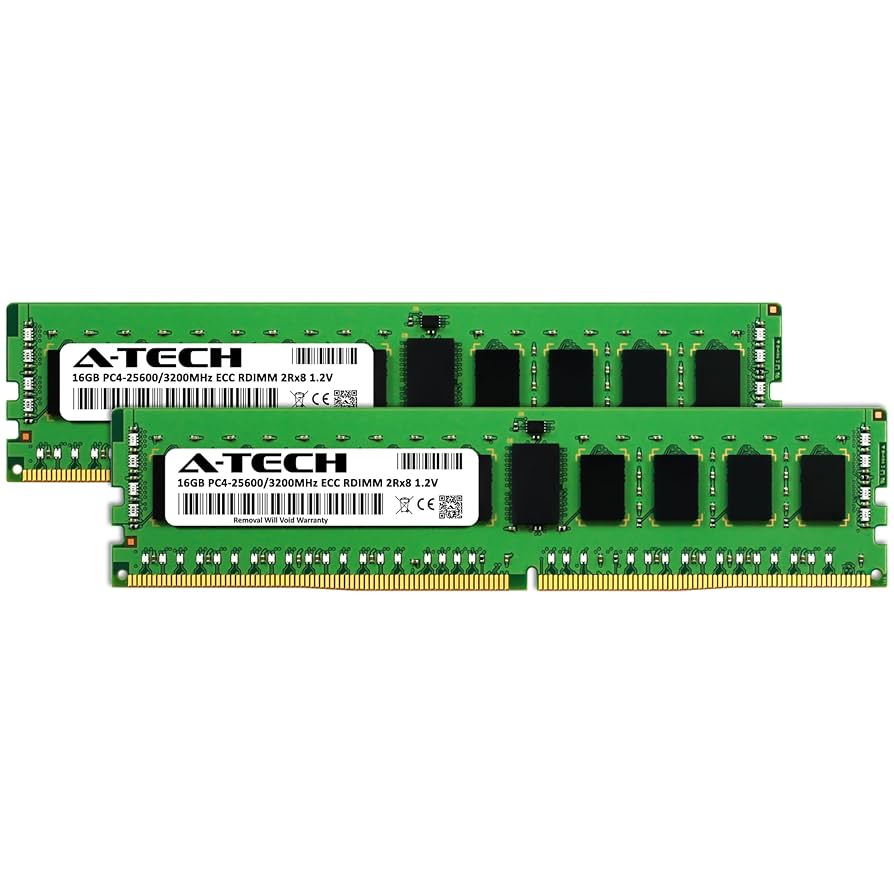 A-Tech 32GB Kit (2x16GB) DDR4 3200MHz PC4-25600 ECC RDIMM